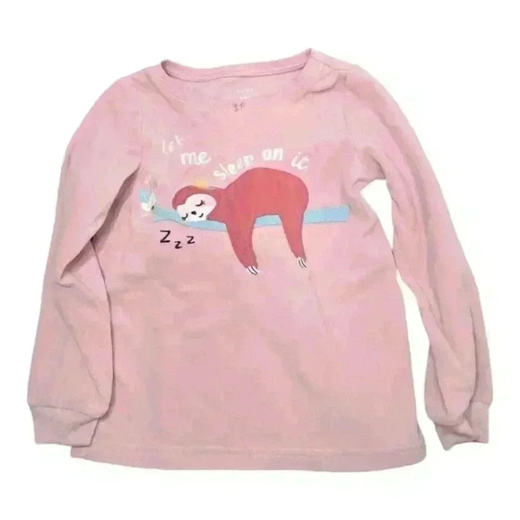 Girls Carter's 3 Piece Sleep Set - Sloth Long Sleeve Pajamas - Size: 6/6A - Picture 4 of 7